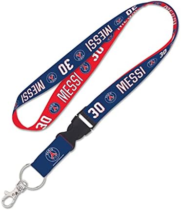 שרוך ליונל מסי | קבוצת הכדורגל של PSG פריז ז'רמן | מוצר מורשה רשמי, אדום, צוואר צוואר 20 אינץ '